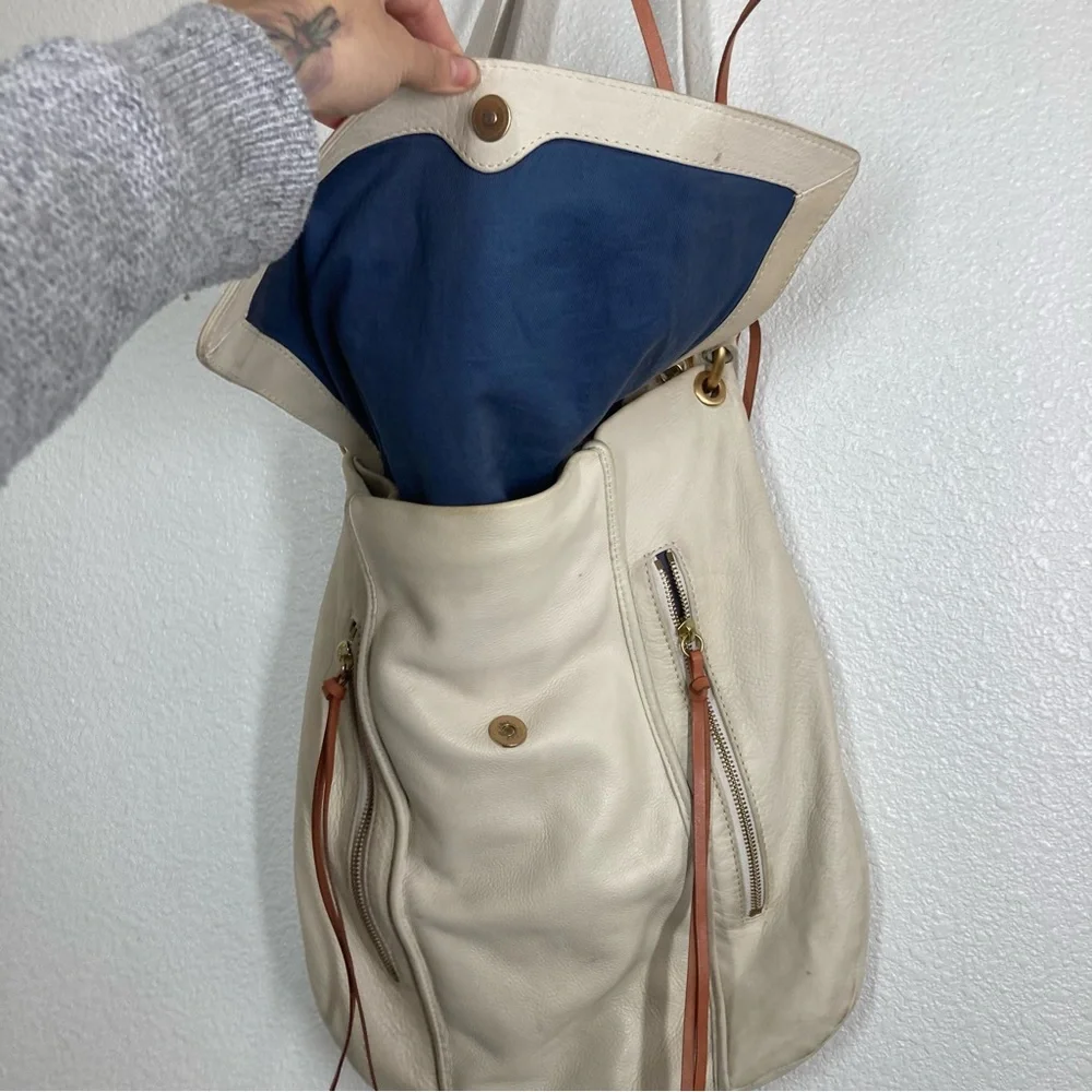 Christopher Kon large hobo Bag Boho Ivory Genuine pebbled leather Crossbody